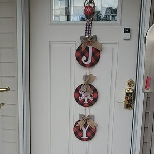 Plaid Holiday Door Hanging Decoration